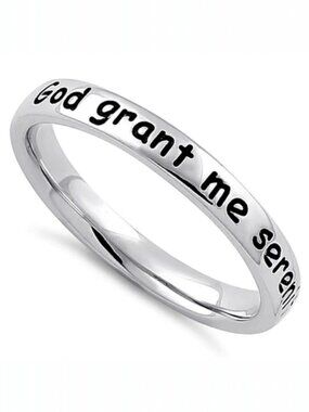 925 STERLING SILVER Serenity Prayer Inspirational Band Ring